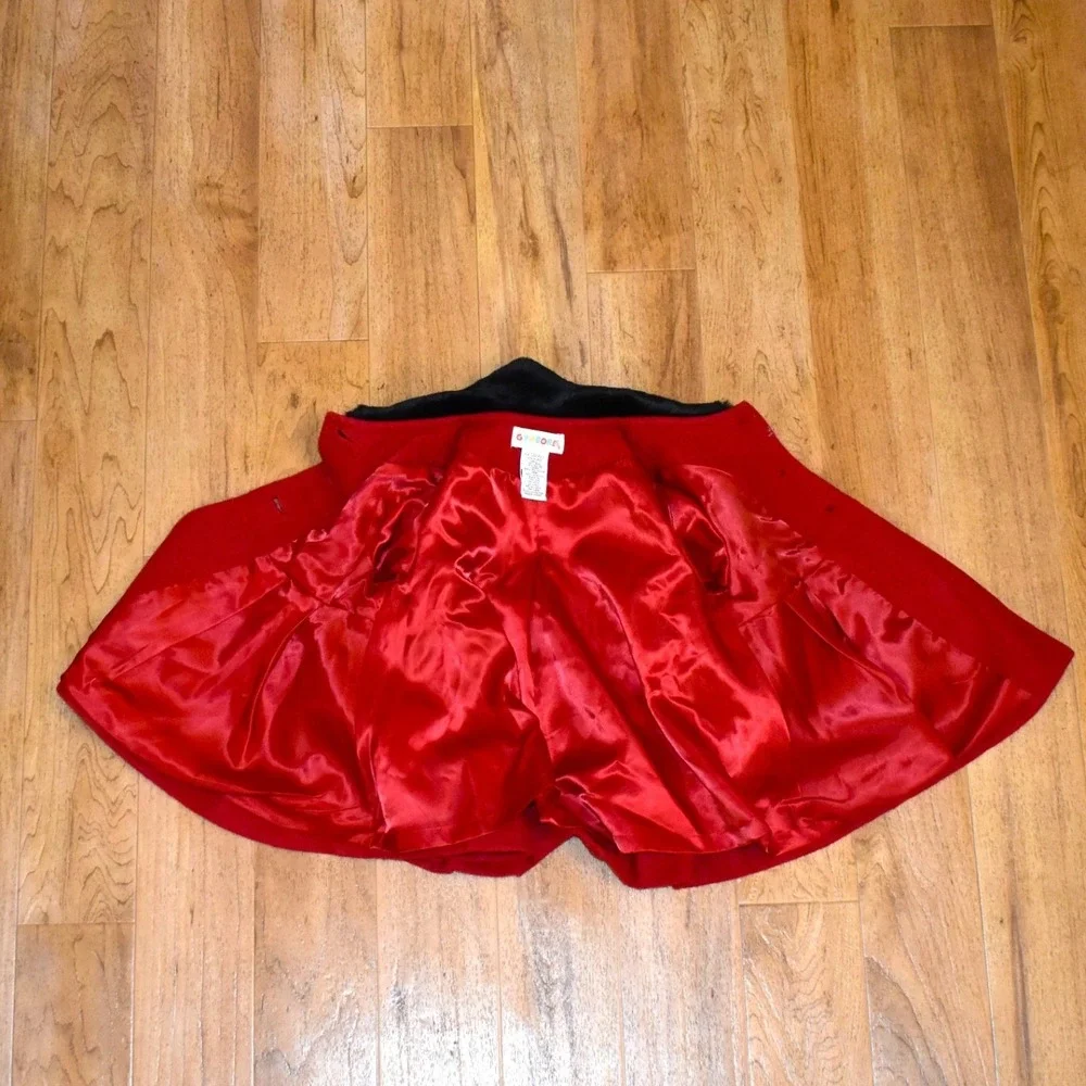 Gymboree Vtg Wool Blend Swing Coat Girls 12-18M Red Faux Fur Trim Holiday Jacket